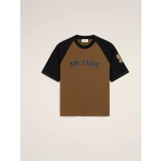 아미 투톤 반소매 티셔츠 베이지 