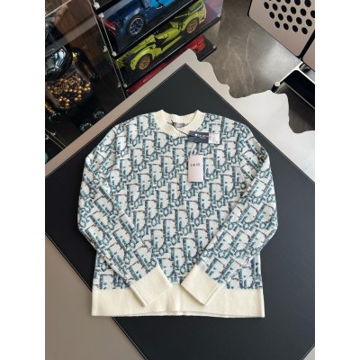 디올 오블리크 스웨터 화이트 블루