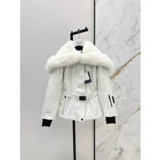 몽클레어 그레노블 폭스퍼 숏패딩 화이트