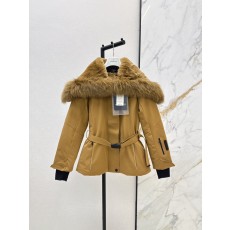 몽클레어 그레노블 폭스퍼 숏패딩 베이지