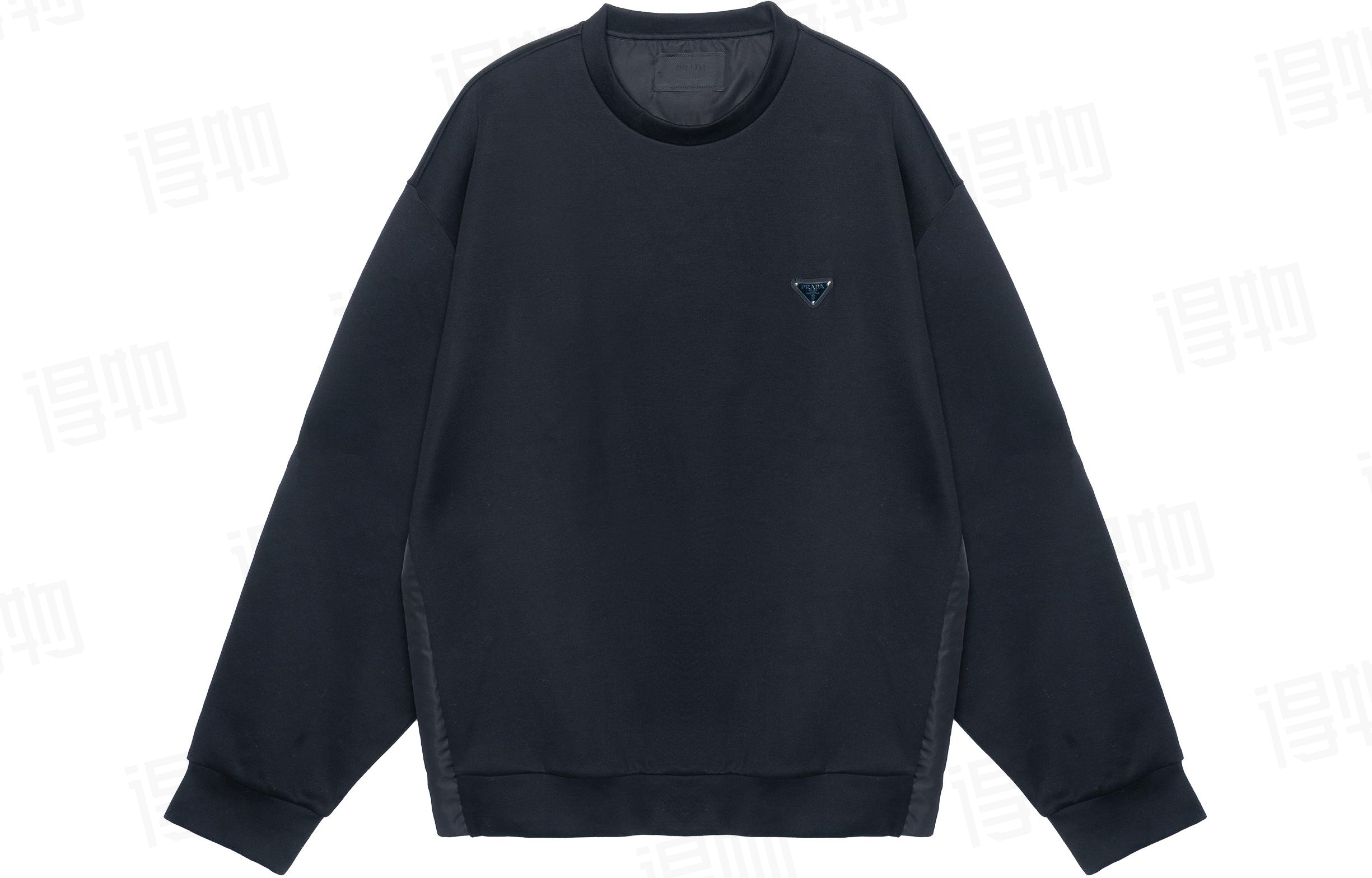 프라다 프라다 삼각 로고 코튼 맨투맨 블랙