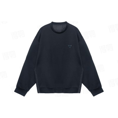 프라다 프라다 삼각 로고 코튼 맨투맨 블랙