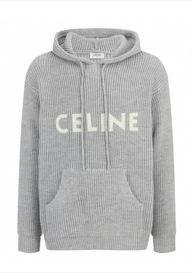 셀린느 로고 울 후드 스웨터 그레이