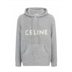 셀린느 로고 울 후드 스웨터 그레이