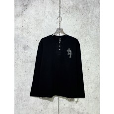 크롬하츠 와플 헨리넥 니트 블랙