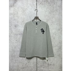 크롬하츠 와플 헨리넥 니트 그레이