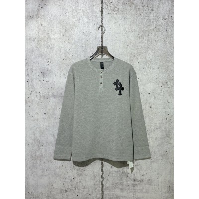 크롬하츠 와플 헨리넥 니트 그레이