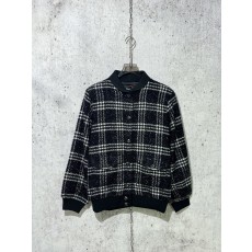 샤넬 체크 패턴 싱글 버튼 자켓 블랙