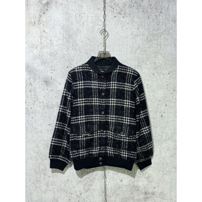 샤넬 체크 패턴 싱글 버튼 자켓 블랙