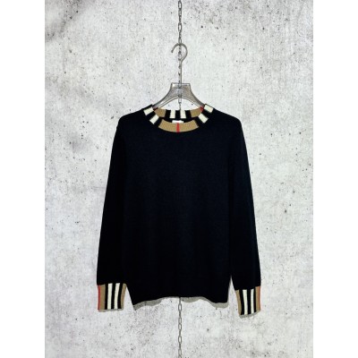 버버리 체크 울 캐시미어 니트 블랙