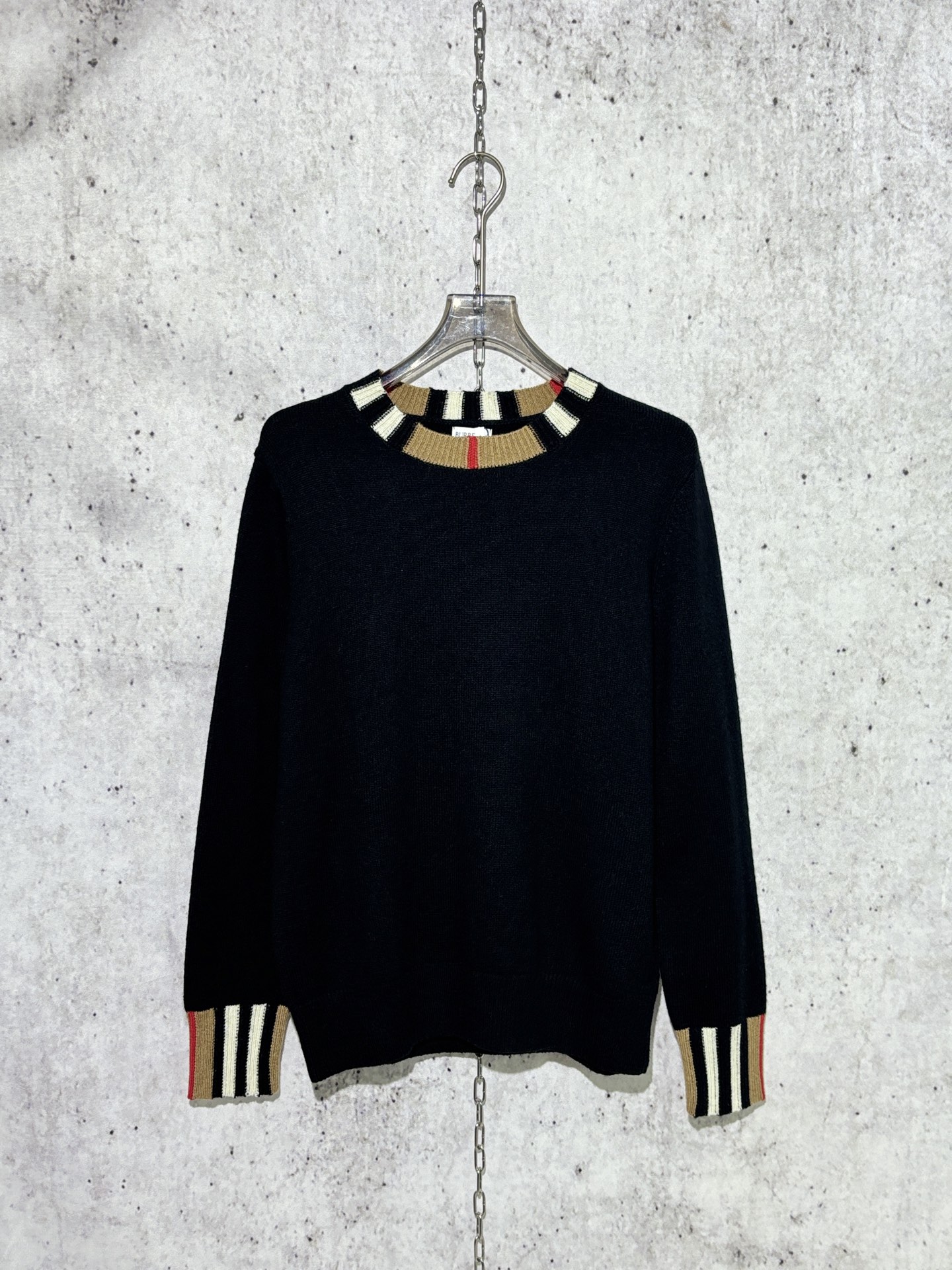 버버리 체크 울 캐시미어 니트 블랙