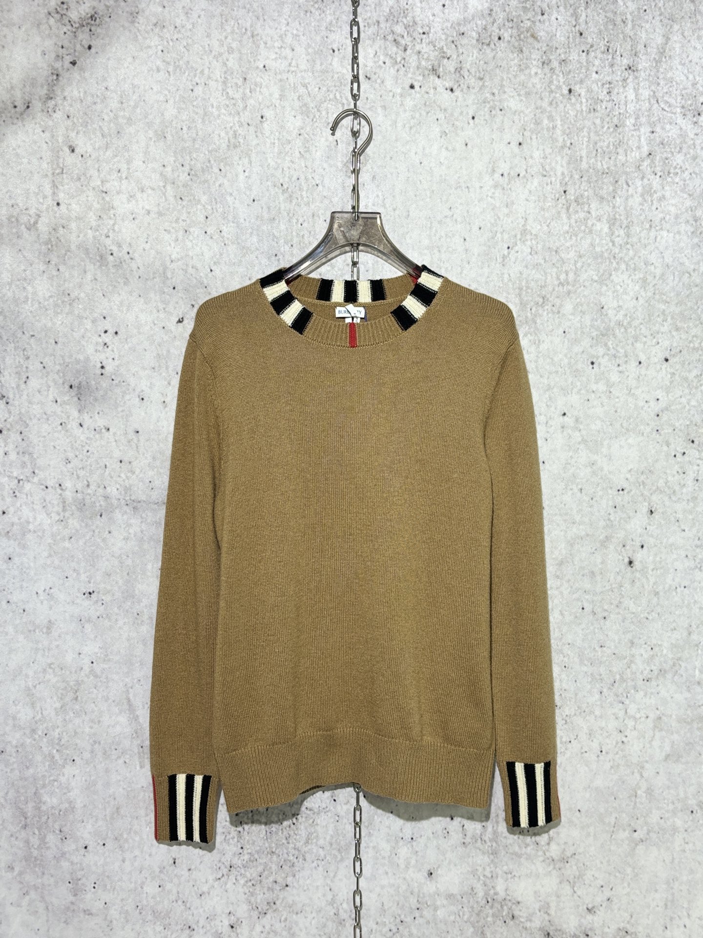 버버리 체크 울 캐시미어 니트 베이지