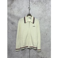 미우미우 지퍼 가디건 화이트