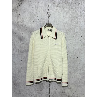 미우미우 지퍼 가디건 화이트