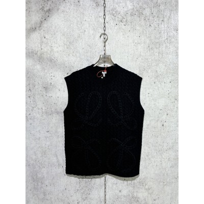 로에베 점보 로고 양털 민소매 블랙