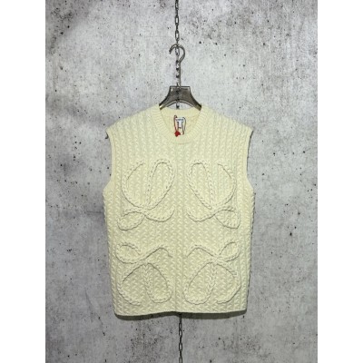 로에베 점보 로고 양털 민소매 화이트