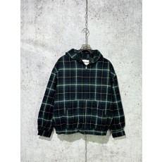 미우미우  체크 후드 자켓 그린