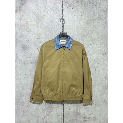 미우미우  체크 레이어드 자켓 베이지