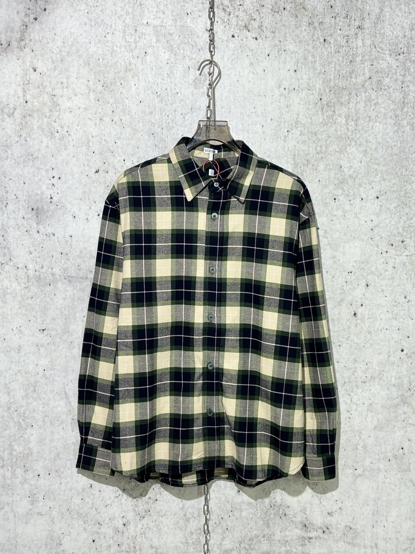 로에베 체크 배색 긴팔 셔츠