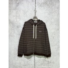 미우미우 코튼 스트라이프 집업후디 브라운