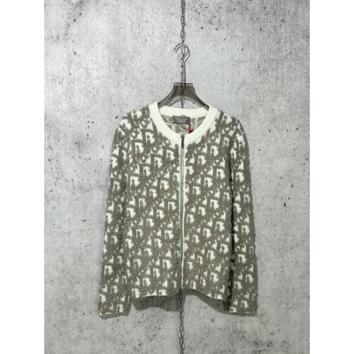 디올  오블리크 울오버 자카드 지퍼 니트