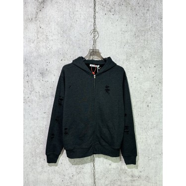 아크네 멜란지 후드 지퍼 블랙