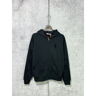 아크네 멜란지 후드 지퍼 블랙