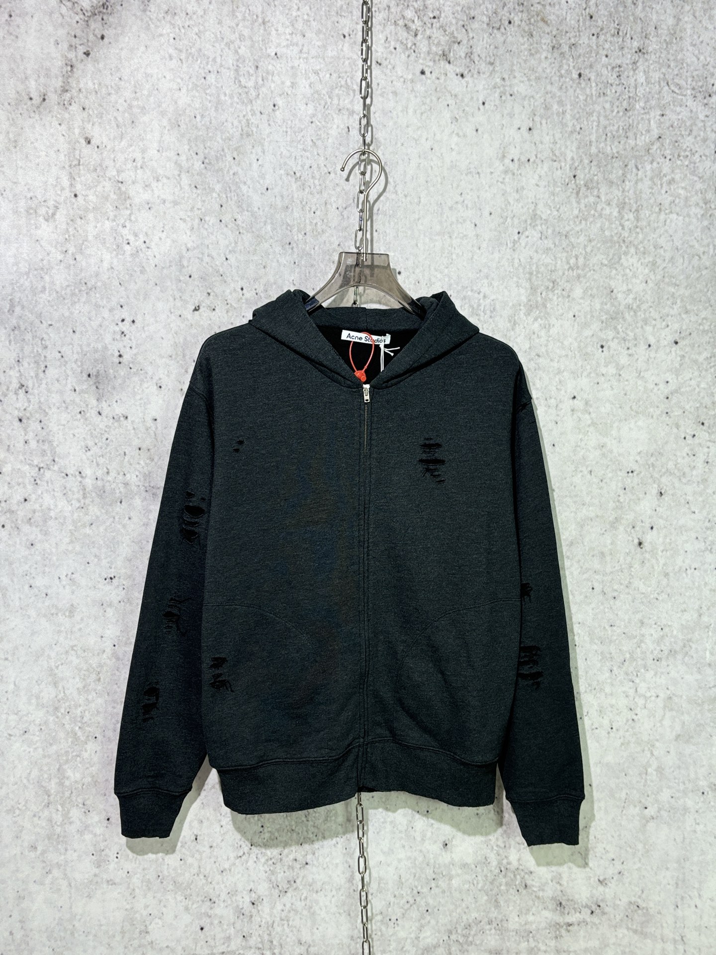 아크네 멜란지 후드 지퍼 블랙