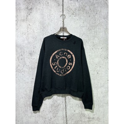 아크네 로고 프린트 스웨트 셔츠 블랙