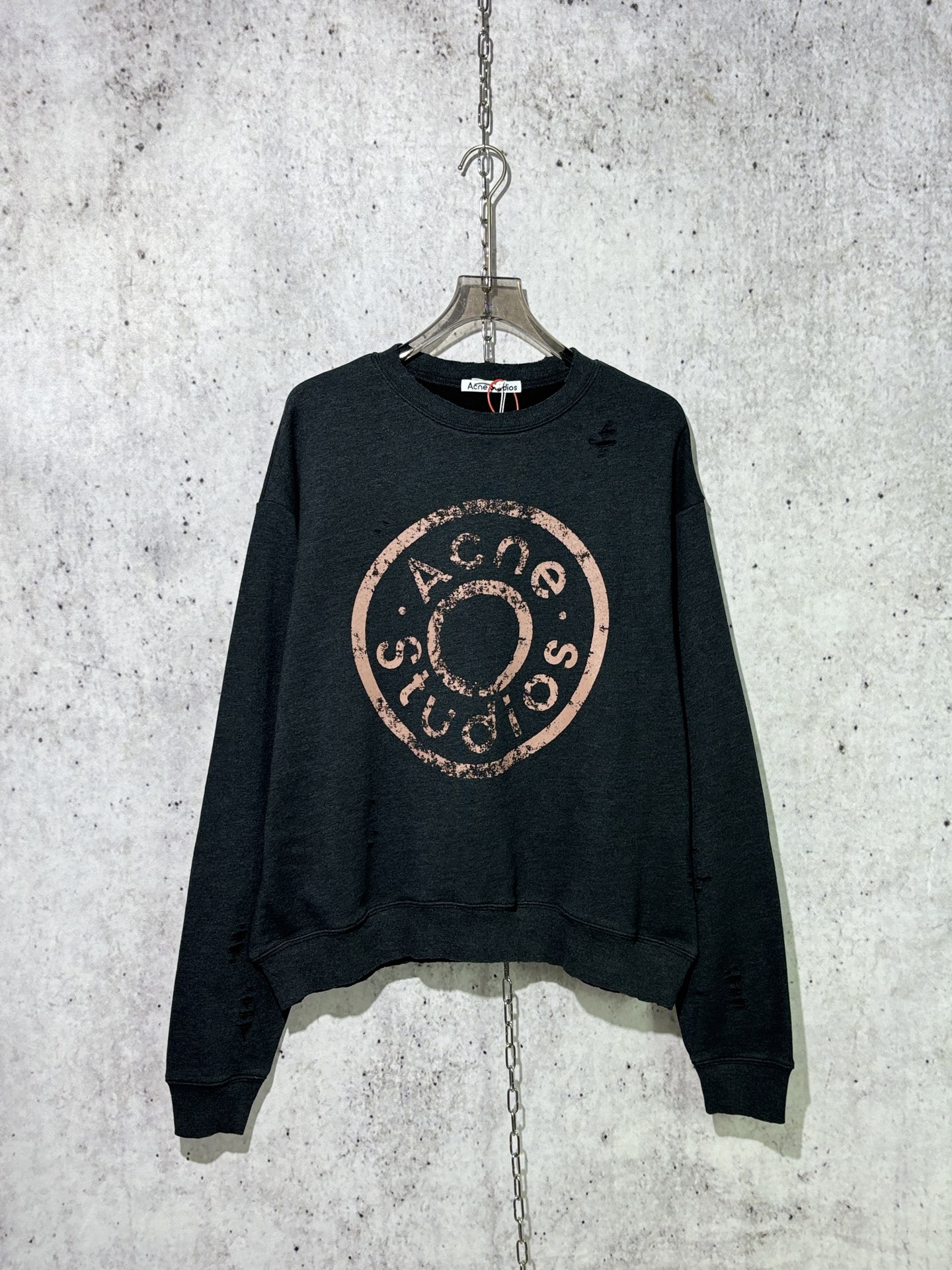 아크네 로고 프린트 스웨트 셔츠 블랙