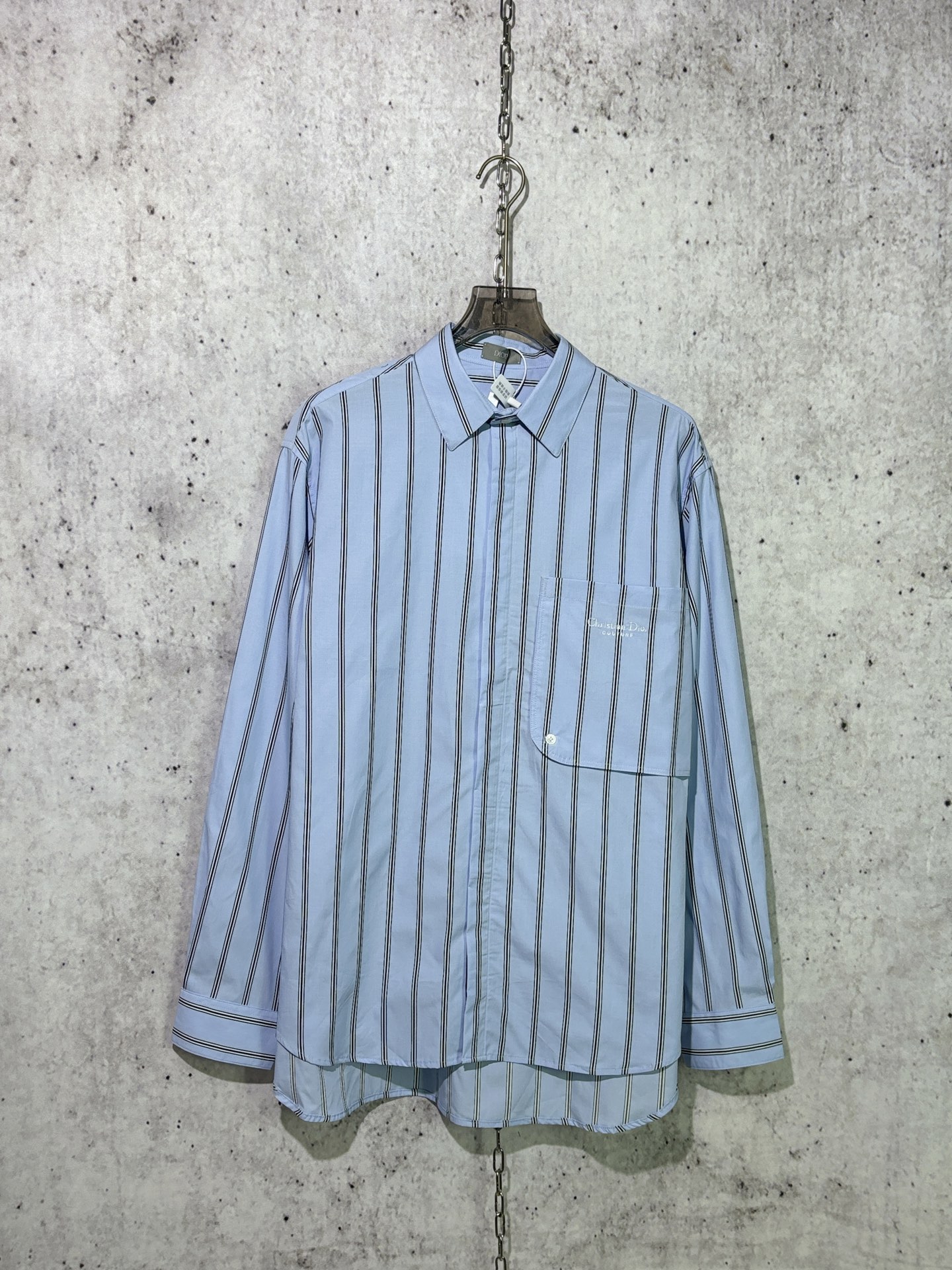 디올 스트라이프 긴팔 셔츠 블루