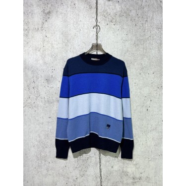 디올 스트라이프 배색 니트 블루