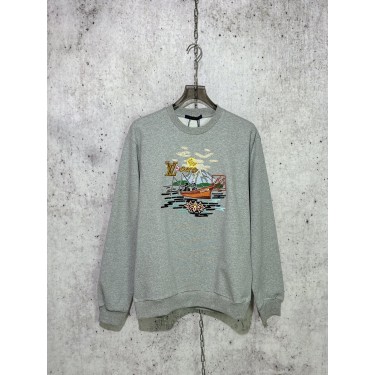 루이비통 코튼 긴팔 맨투맨 티셔츠 그레이