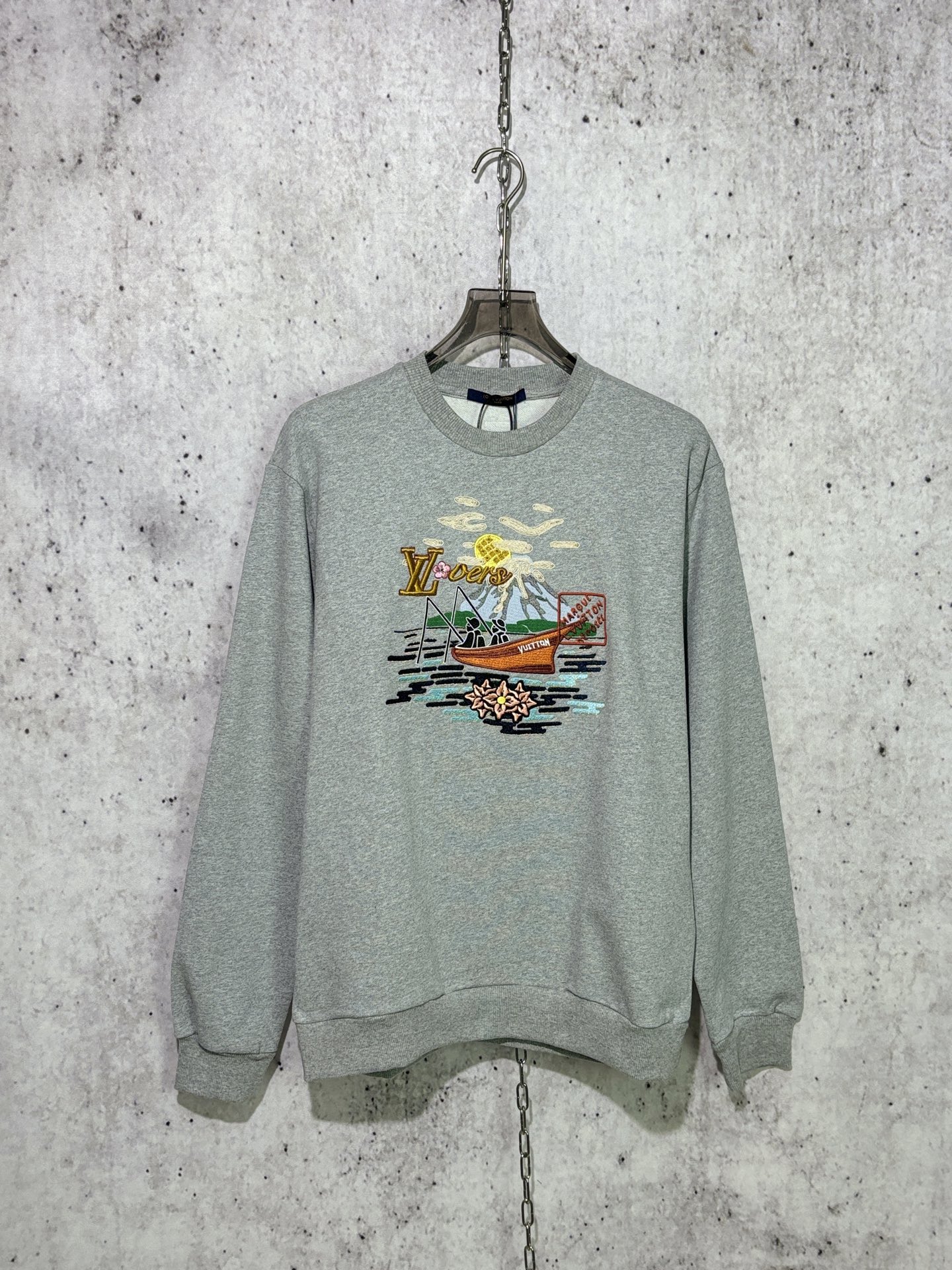 루이비통 코튼 긴팔 맨투맨 티셔츠 그레이