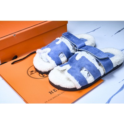 에르메스 시프레 시어링 샌들 블루