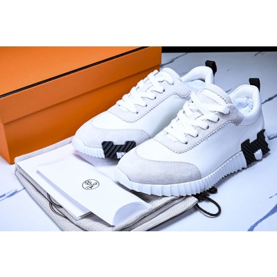 에르메스 바운싱 스니커즈 고트스킨 스웨이드 화이트 블랙