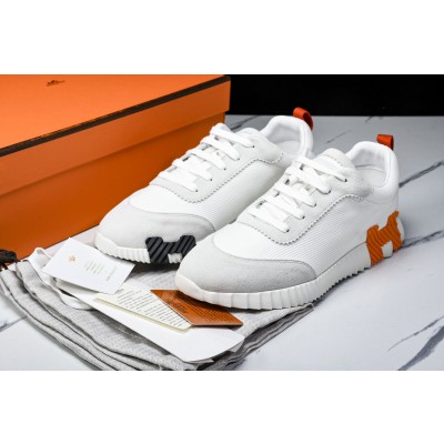 [E2] 에르메스 바운싱 스니커즈 메쉬 스웨이드 고트스킨 화이트 오렌지