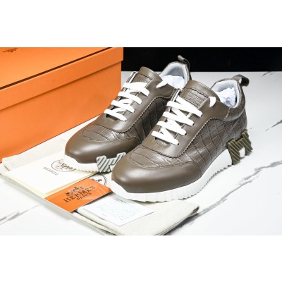 [GD] 에르메스 바운싱 스니커즈 악어무늬 카프스킨 브라운