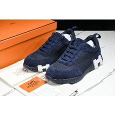 [GD] 에르메스 바운싱 스니커즈 그래픽 메쉬 스웨이드 고트스킨 마린 화이트