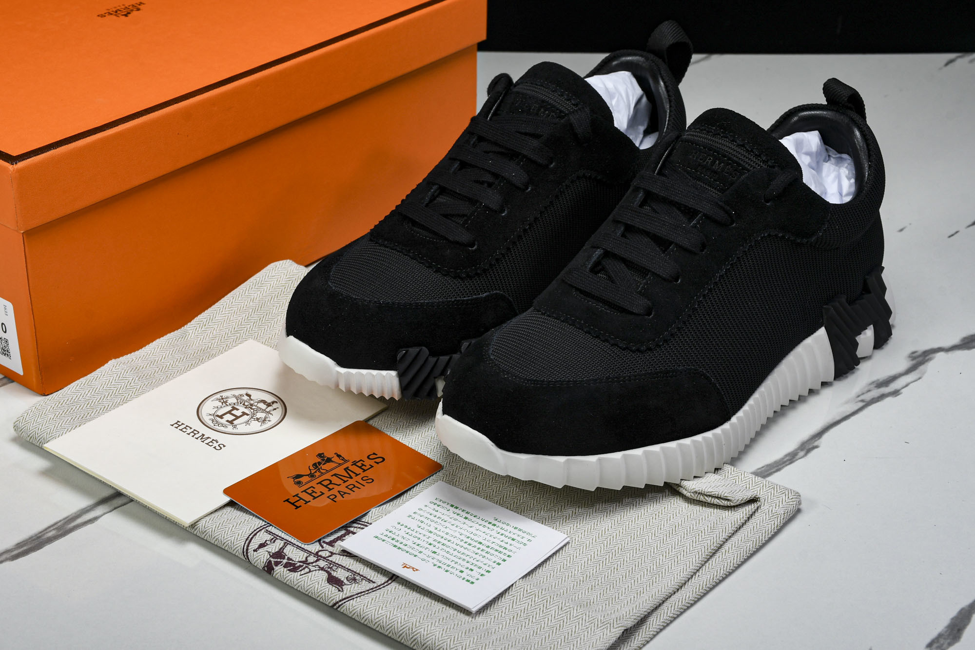 [GD] 에르메스 바운싱 스니커즈 메쉬 스웨이드 고트스킨 블랙