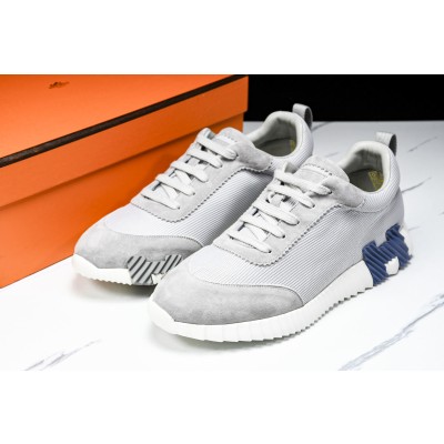[E2] 에르메스 바운싱 스니커즈 그래픽 메쉬 스웨이드 고트스킨 그레이 블루