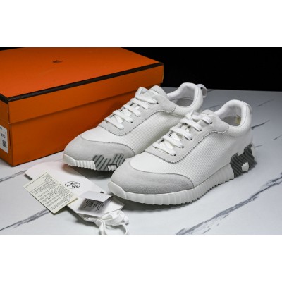 [E2] 에르메스 바운싱 스니커즈 그래픽 메쉬 스웨이드 고트스킨 화이트 그레이