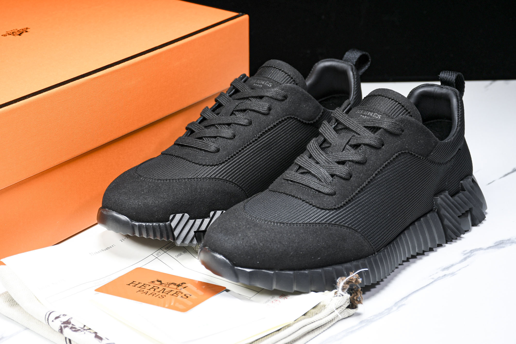 [E2] 에르메스 바운싱 스니커즈 메쉬 스웨이드 고트스킨 올블랙