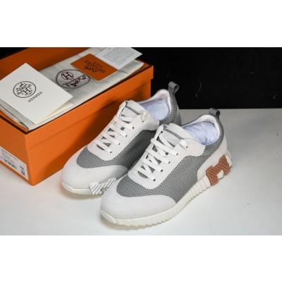 [GD] 에르메스 바운싱 스니커즈 그래픽 메쉬 스웨이드 고트스킨 화이트 브라운