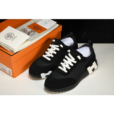 [GD] 에르메스 바운싱 스니커즈 그래픽 메쉬 스웨이드 고트스킨 블랙 화이트