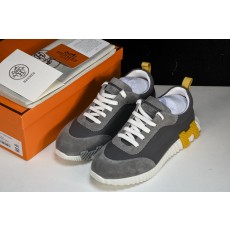 [GD] 에르메스 바운싱 스니커즈 그래픽 메쉬 스웨이드 고트스킨 그레이 옐로우