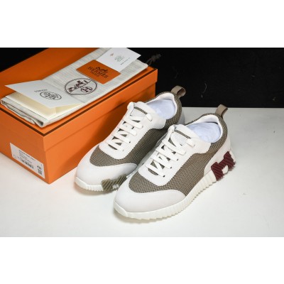 [GD] 에르메스 바운싱 스니커즈 그래픽 메쉬 스웨이드 고트스킨 베이지 레드