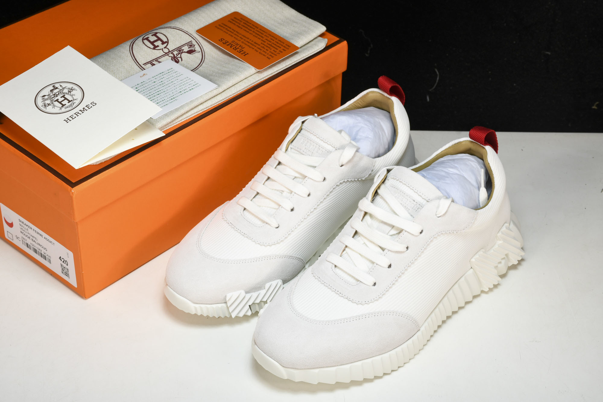 [GD] 에르메스 바운싱 스니커즈 메쉬 스웨이드 고트스킨 화이트