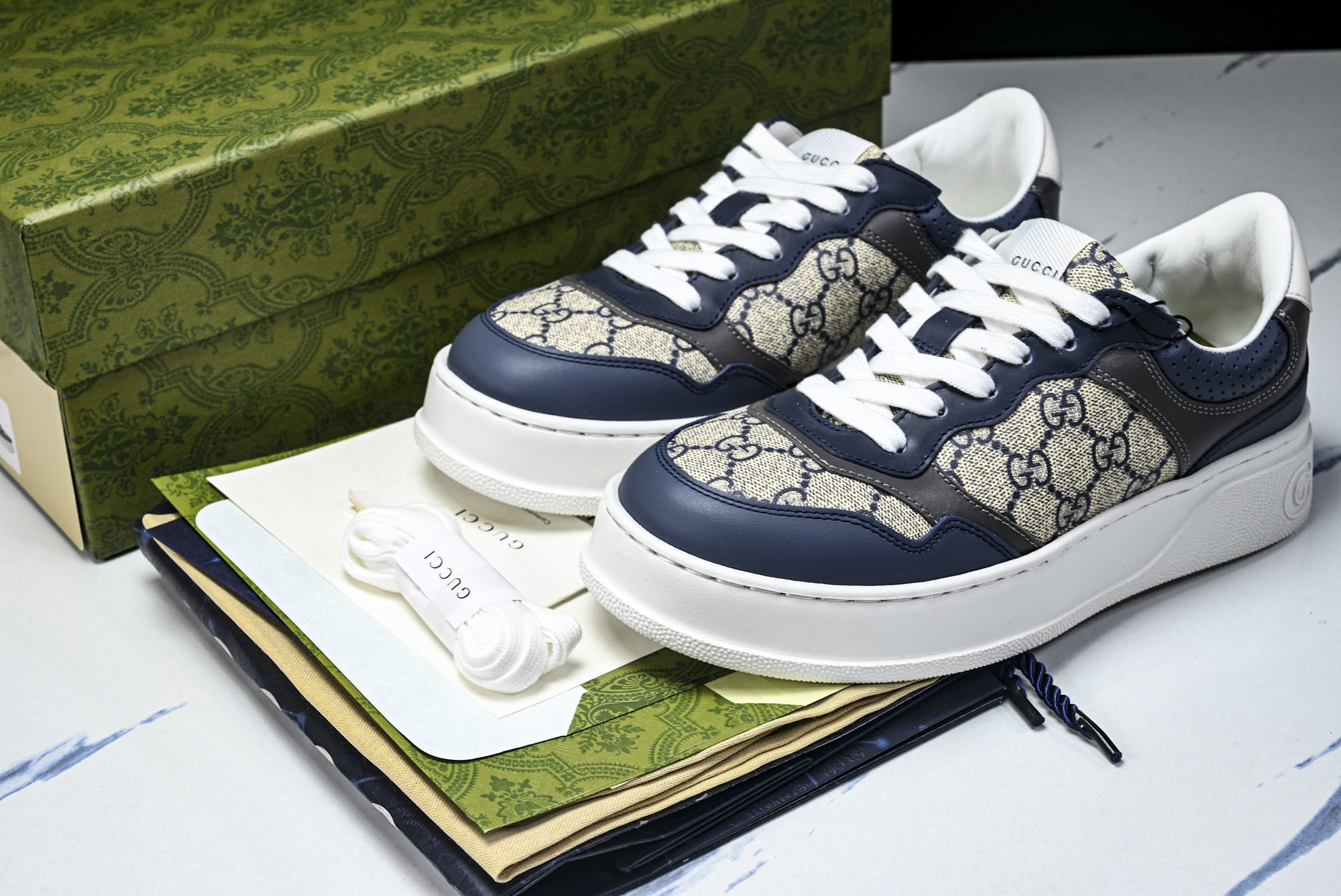 [X1] 구찌 GG  스니커즈 베이지&블루