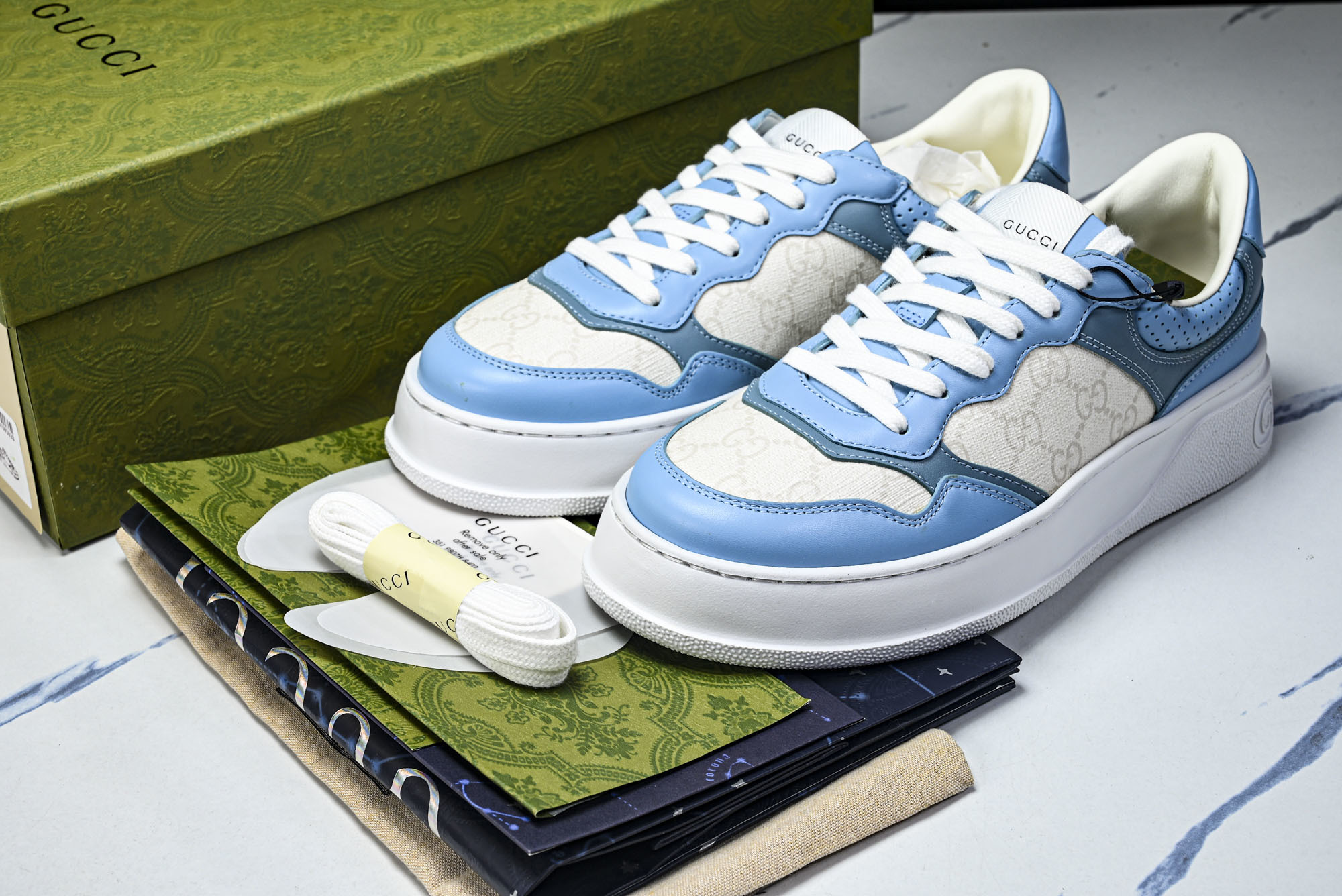 [X1] 구찌 GG  스니커즈 화이트&블루